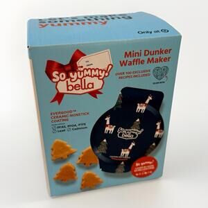 So Yummy Bella Mini Waffle Maker Christmas Tree Shaped Waffles New
